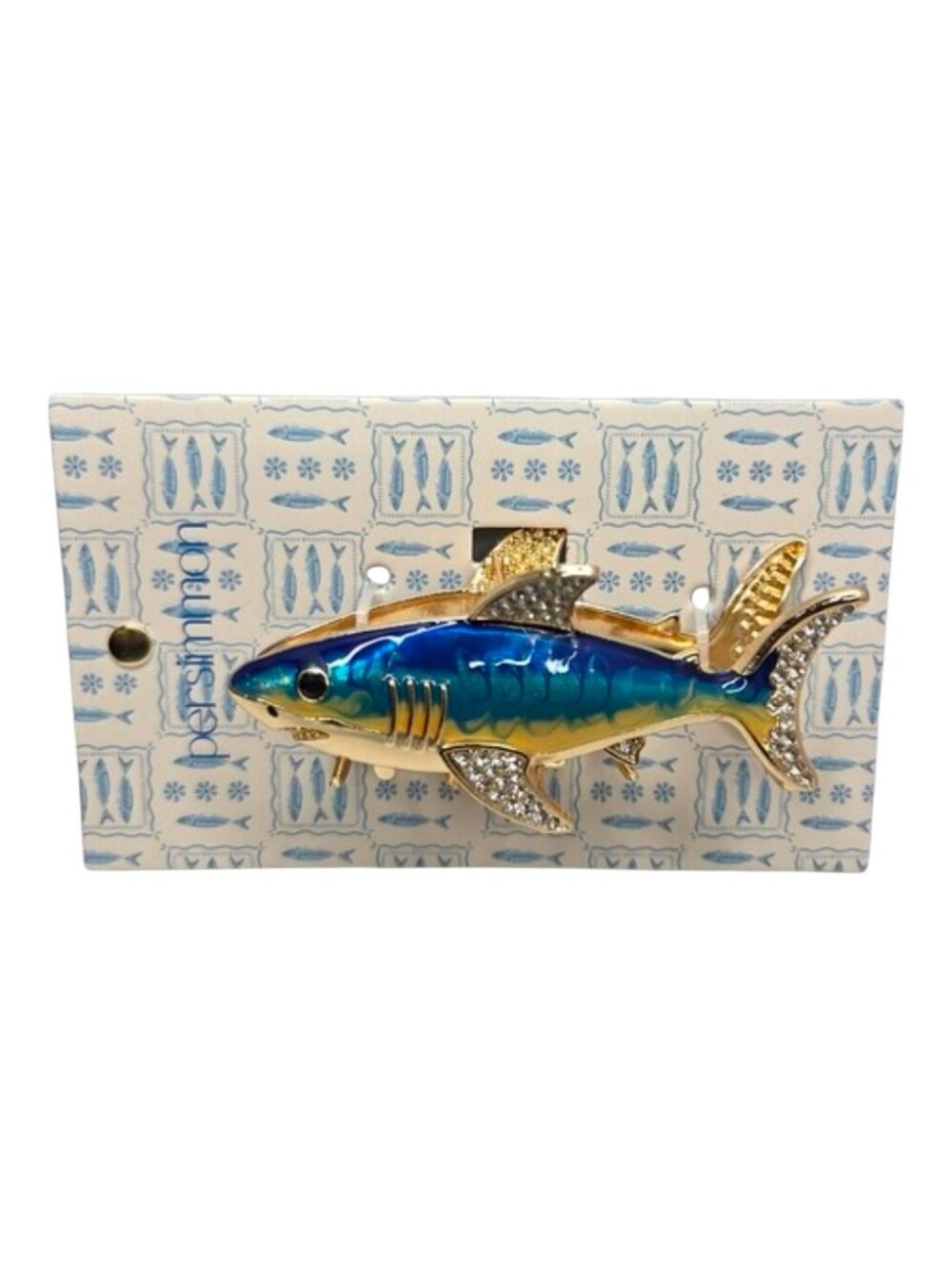💙▪️Persimmon ▪️Blue & Gold Enamel Fish Hair Metal Claw  Clip